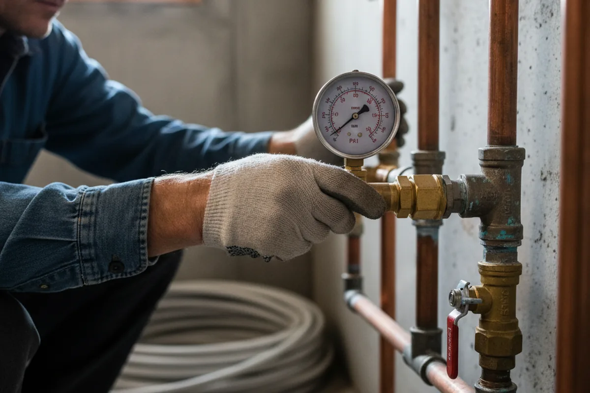 Pressure testing a repaired line during Water Line Repair in Shoshoni